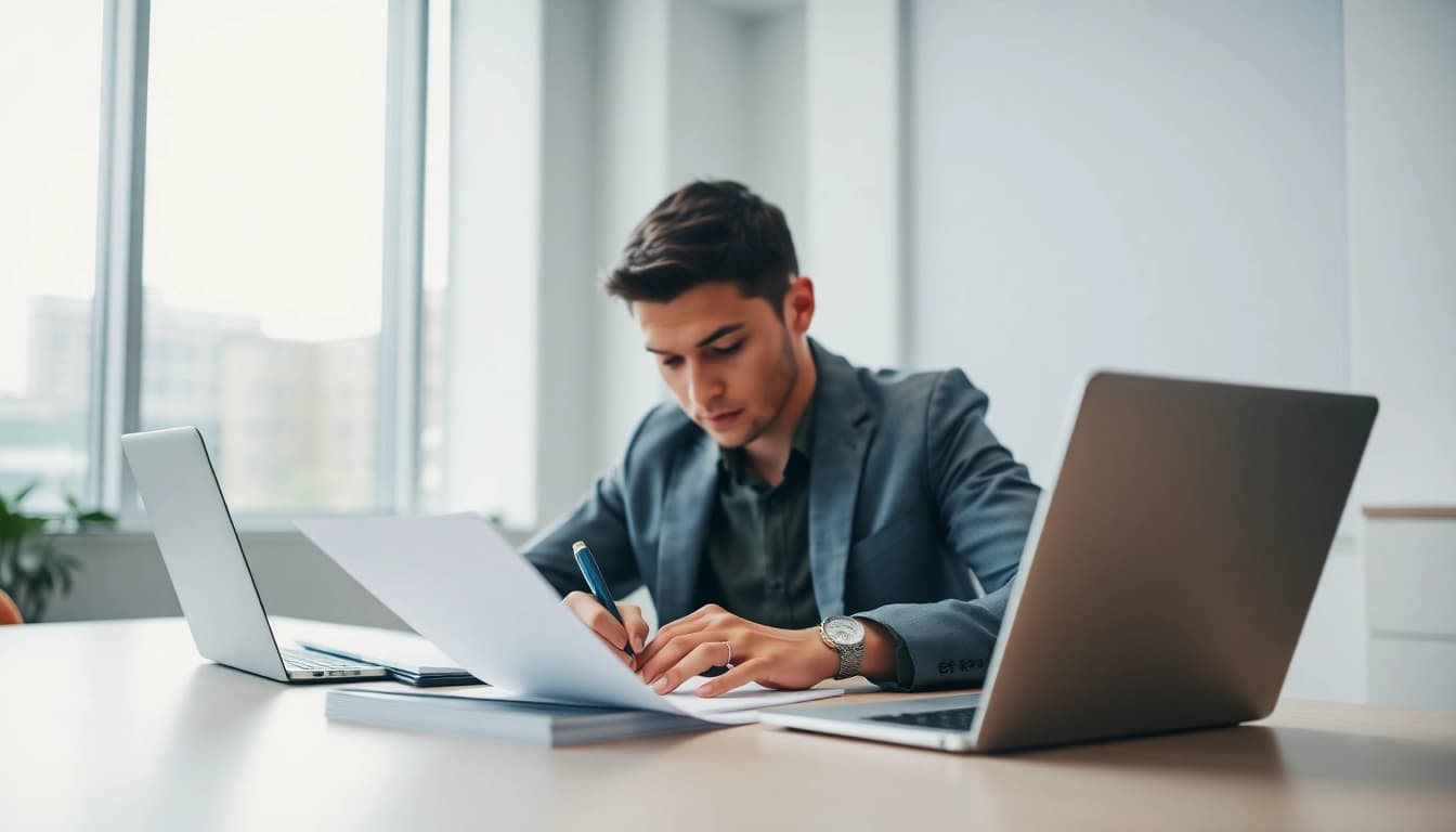 Complete the eta uk application form efficiently at a well-organized desk with a laptop.