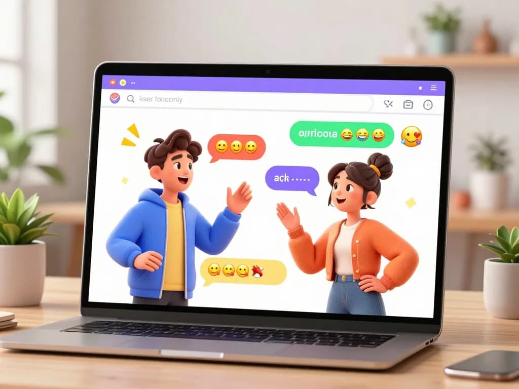 Two animated characters enjoying a spicy chat in a vibrant digital workspace, showcasing an engaging chat interface.