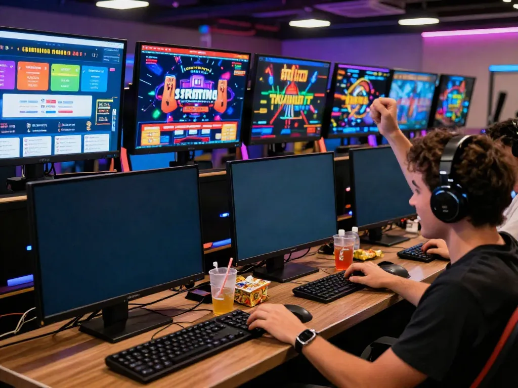 Player celebrating a win at non gamstop sites with vibrant gaming setup