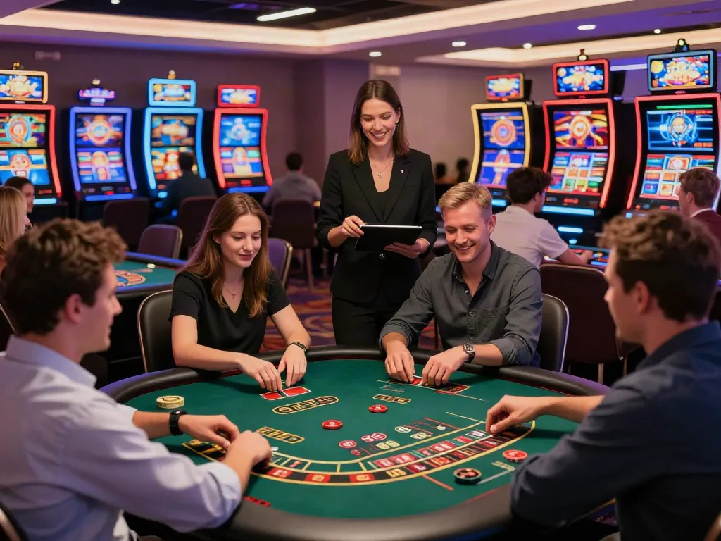 Engaging scene at a non Gamstop site with players enjoying casino games