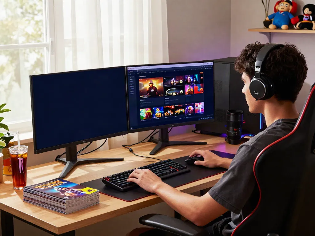 Dynamic setup showcasing non gamstop sites for online gaming in modern room.