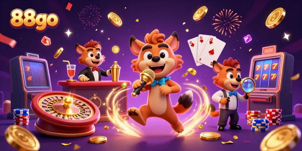 Experience the vibrant 88go casino scene with hyena characters in action, showcasing fun gameplay.