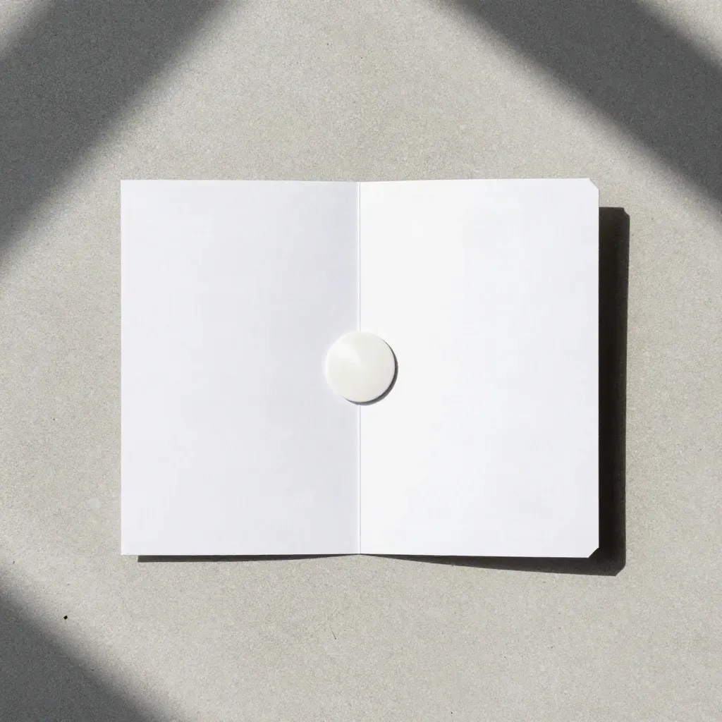 Flatlay of a white West Cornwall event pass bundle with sleeve and token on pale concrete.