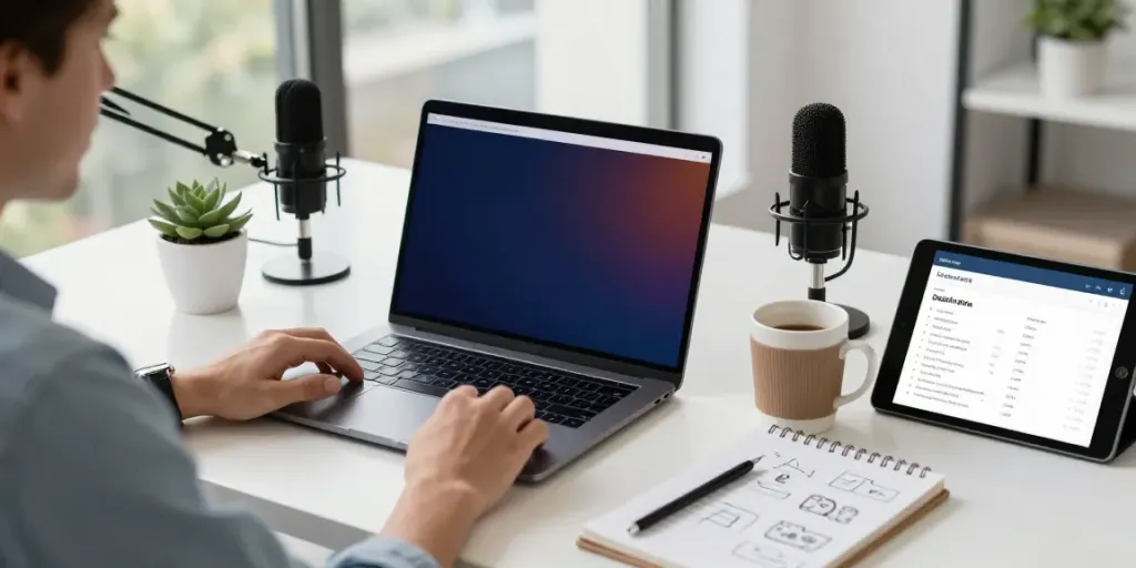 Digital marketing workspace showcasing instant indexing strategies with SEO tools and brainstorming notes
