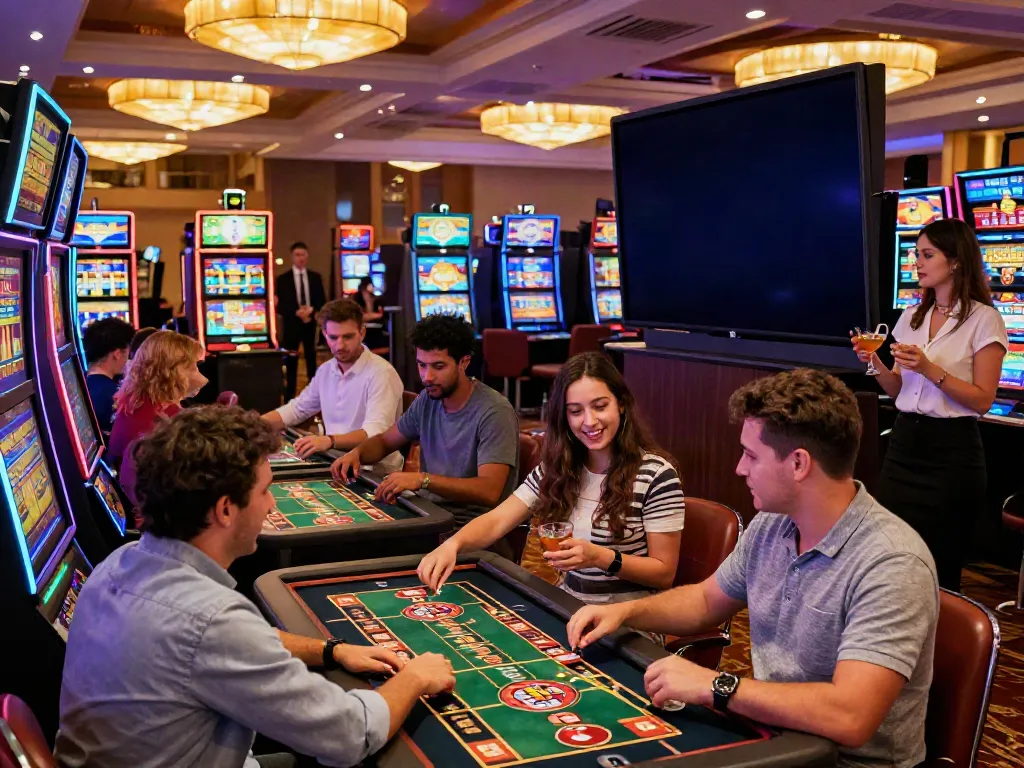 Players enjoying various games at non gamstop sites in a vibrant casino atmosphere.