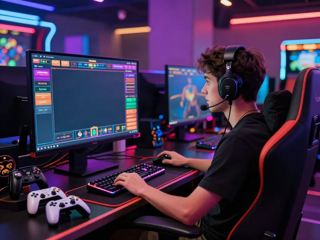 Player enjoying non Gamstop sites at an immersive gaming setup.