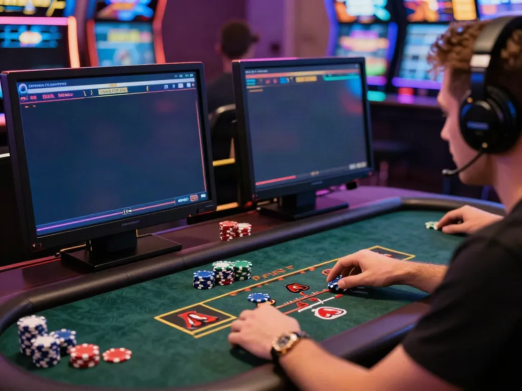 Engaging scene of a player at non gamstop sites enjoying a vibrant online gaming experience.