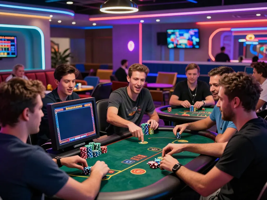 Players enjoying games at non Gamstop sites in a vibrant casino.