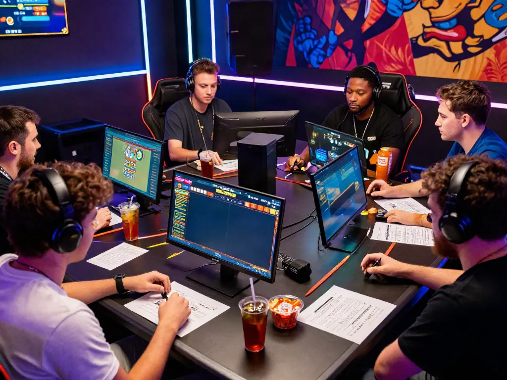 Dynamic online gaming session showcasing players interacting with non gamstop sites under colorful LED lights.
