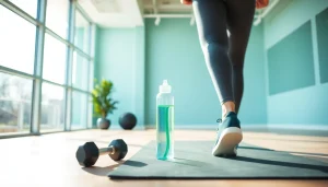 Motivated person exercising for weight loss in a bright gym.