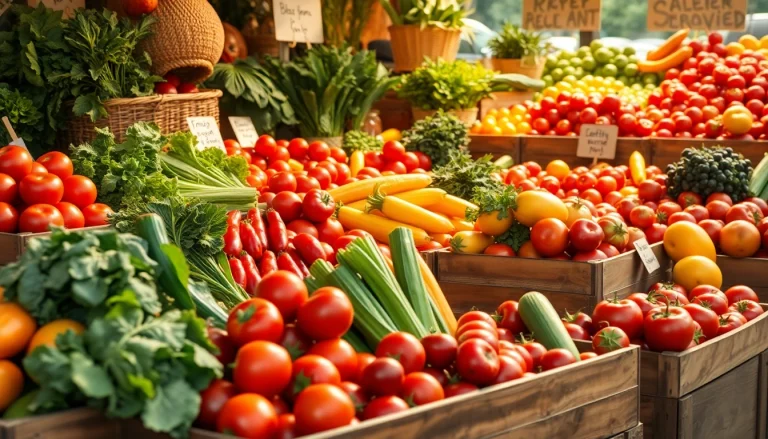 Explore a vibrant market bursting with healthy food options including fresh fruits and vegetables.