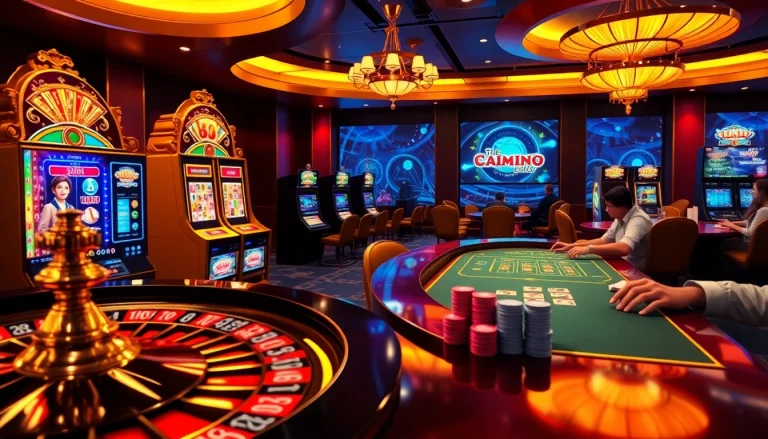 An engaging online casino scene featuring slots, poker games, and roulette at https://rr888.video/, showcasing excitement and vibrant colors.