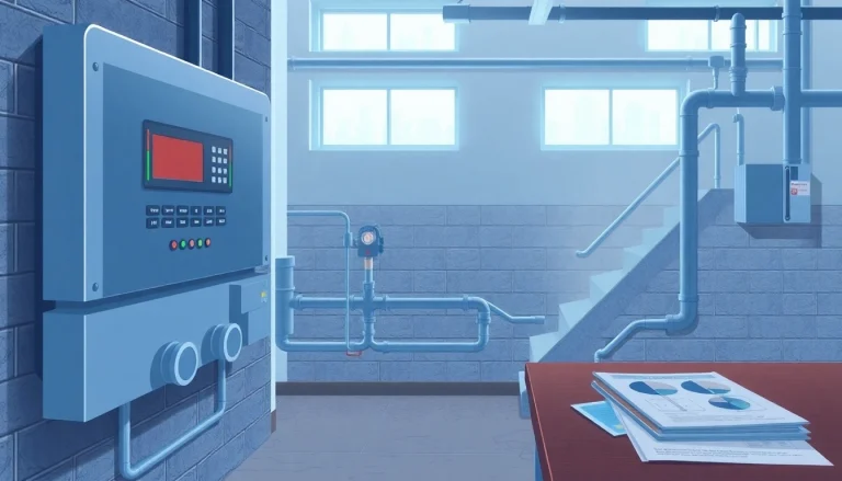 Effective Commercial Leak Detection showing advanced sensors monitoring water leakage in a commercial environment.