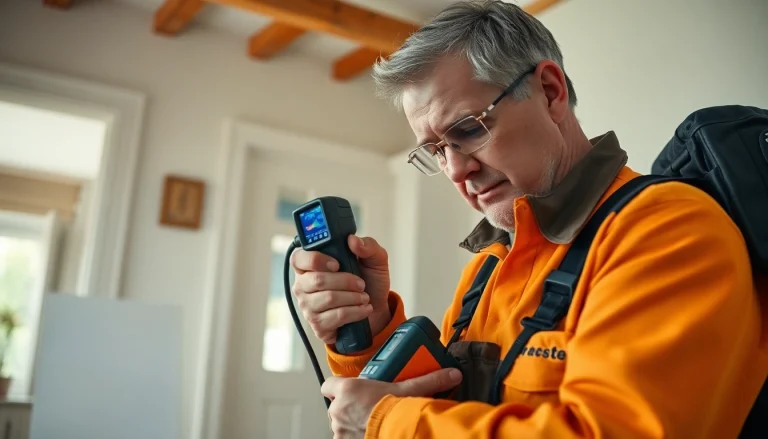 Technician demonstrating Leak Detection Cornwall using advanced equipment.