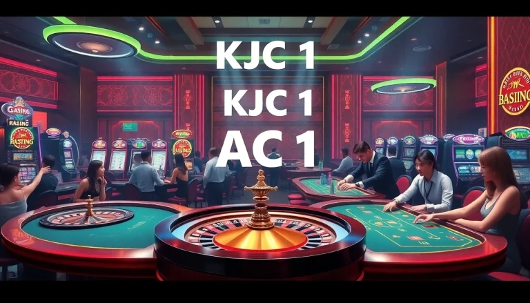 KJC AC 1 casino scene with roulette, poker tables, and slot machines.