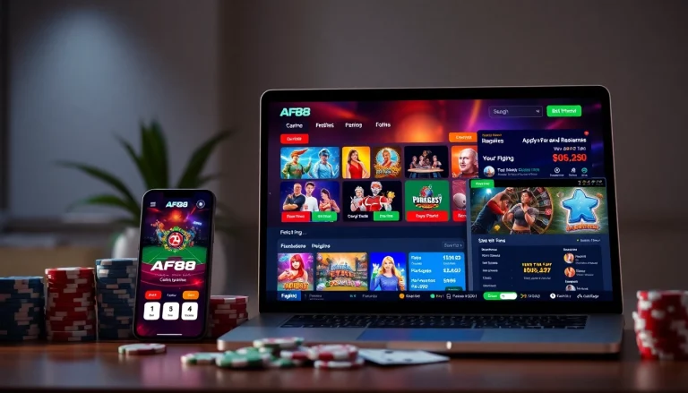 AF88 online betting platform showcasing casino games and app interface