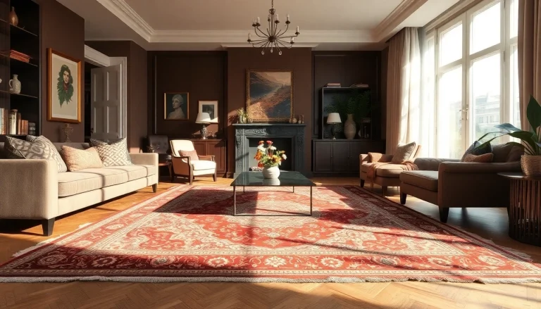 Admire the elegant Tappeto persiano Milano showcasing intricate designs in a cozy living room setup.