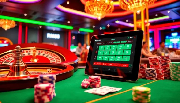 MM88 players enjoying thrilling casino games at a luxurious gambling table.