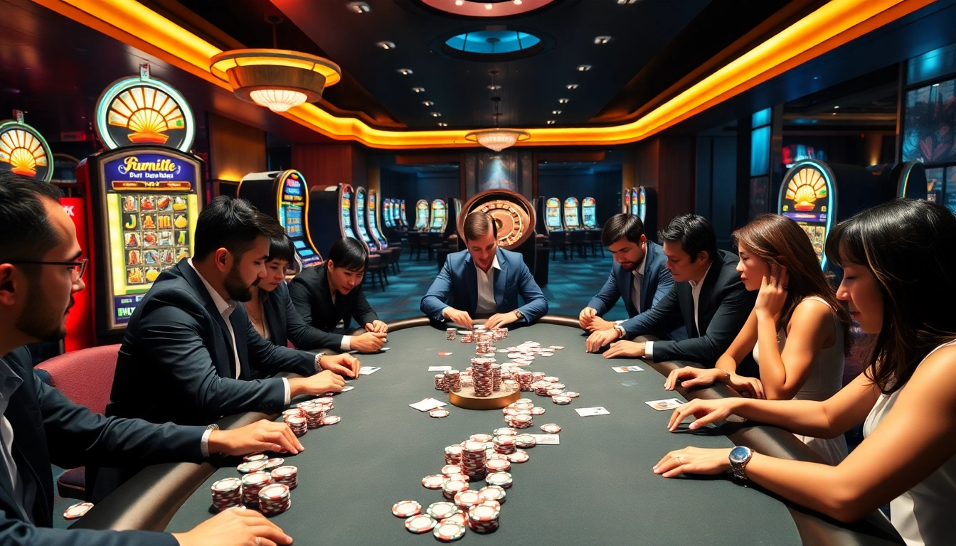 Play dynamic poker games at https://777vip.bio/, featuring vibrant chips and an engaging casino atmosphere.