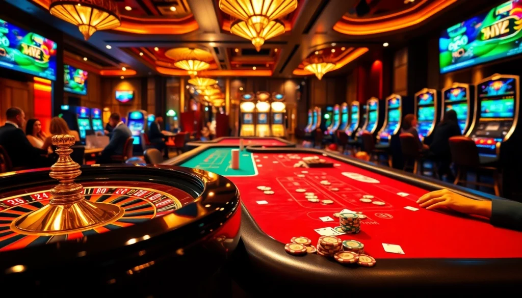 Experience the thrill of winning at rr88.com with vibrant slot machines and an exciting roulette table.