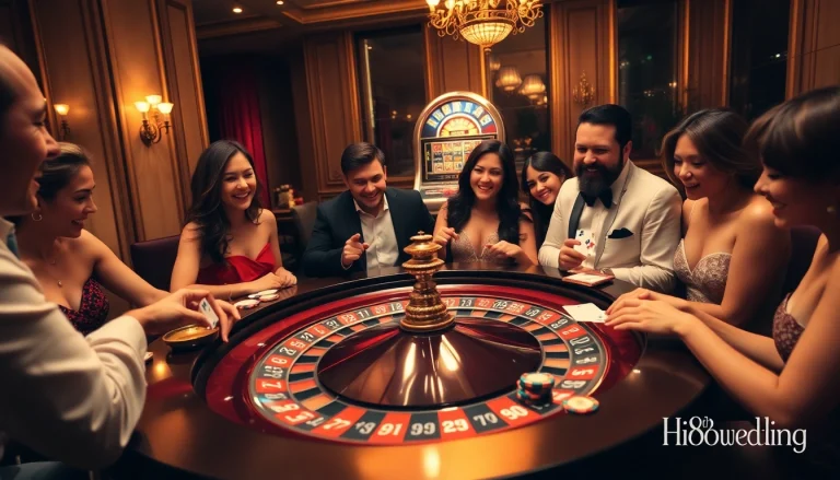 Experience the excitement of Hi88.wedding at a lavish casino table filled with action.