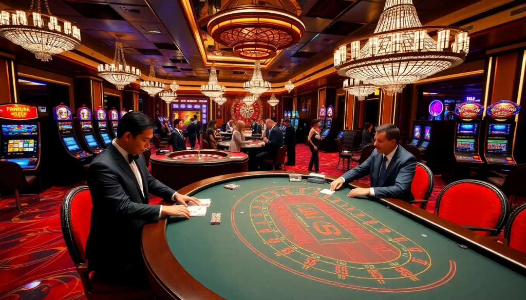 Players strategizing at the Lc88 Baccarat table, highlighting high-stakes gambling excitement.