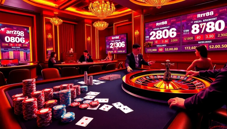 Experience thrilling gameplay at rr88 with luxurious casino tables and vibrant atmosphere.