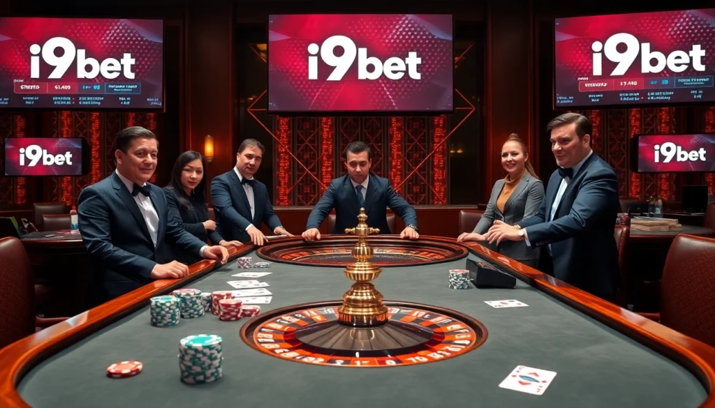 Engaged players at an i9bet casino table enjoying a vibrant gaming experience.