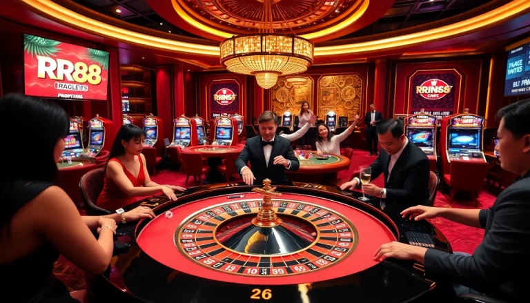 Engaged players enjoying the thrill of RR88 casino games at a roulette table.