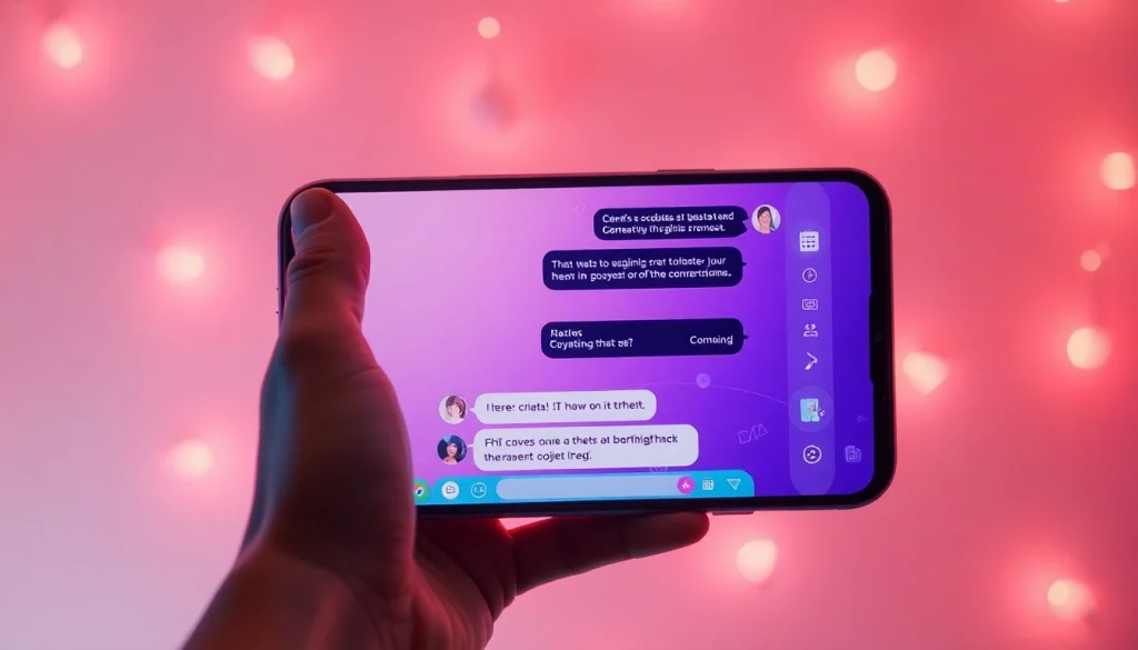 Engaging free ai porn chat illustration on a smartphone screen showcasing vibrant character interactions.