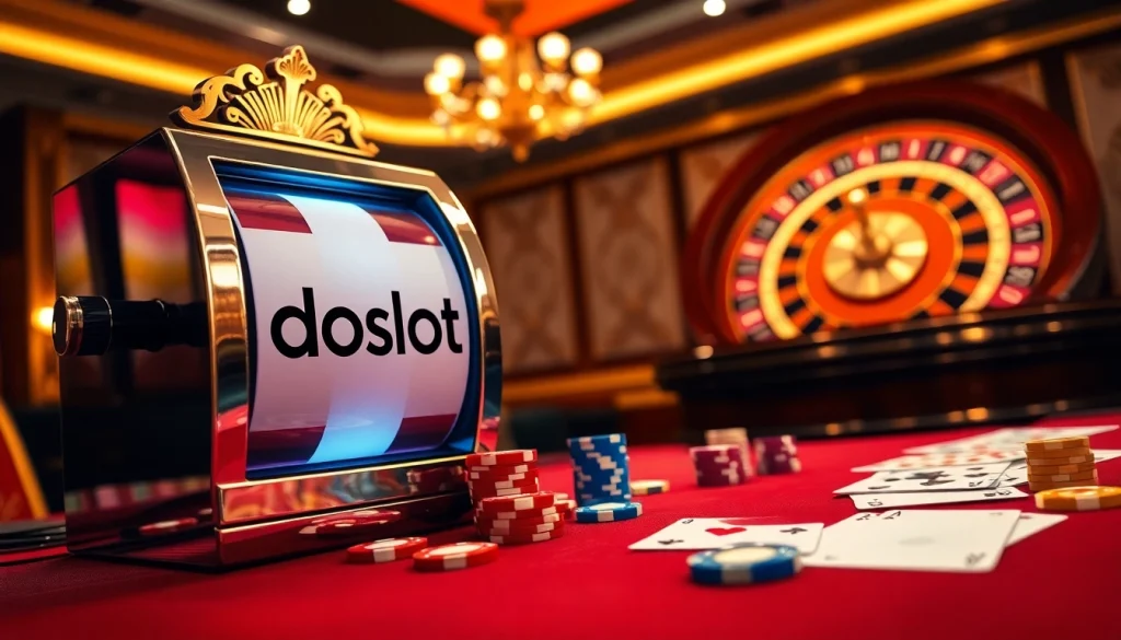 Engage with doaslot's exciting casino experience featuring vibrant slot machines and roulette wheels.