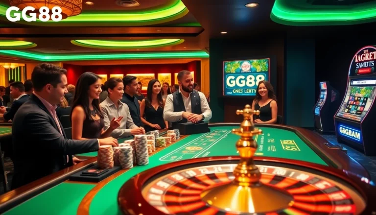 Players engaging with casino games at GG88, showcasing excitement and winning moments.