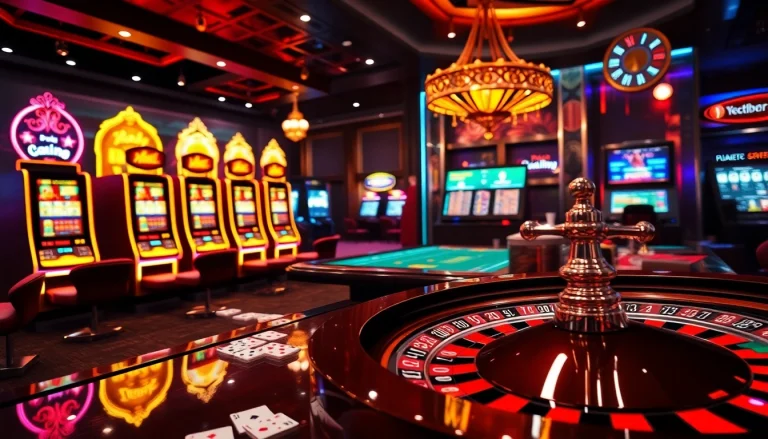 Gamblers enjoying the thrilling experience at vuabai9's modern online casino interface, showcasing vibrant gameplay.