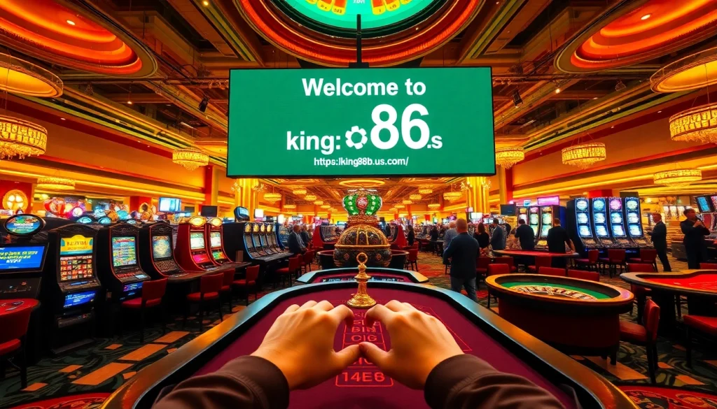 Gamblers enjoying table games at https://king88b.us.com/ casino under luxurious warm lighting.