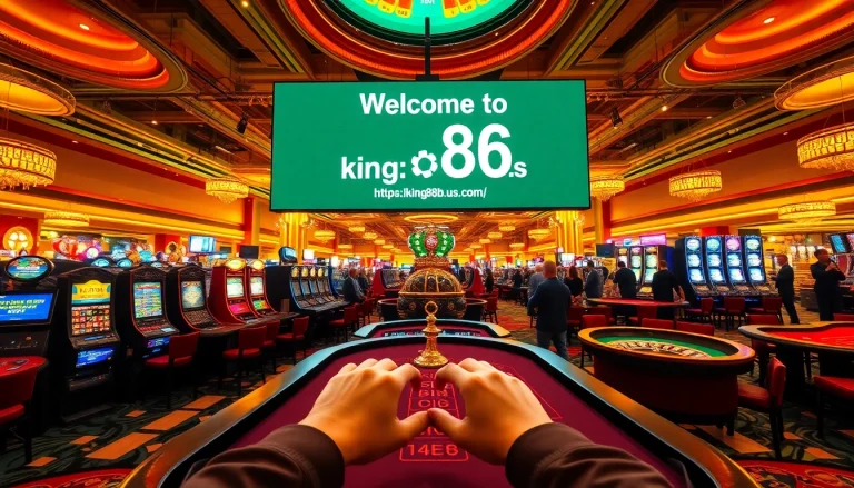 Gamblers enjoying table games at https://king88b.us.com/ casino under luxurious warm lighting.