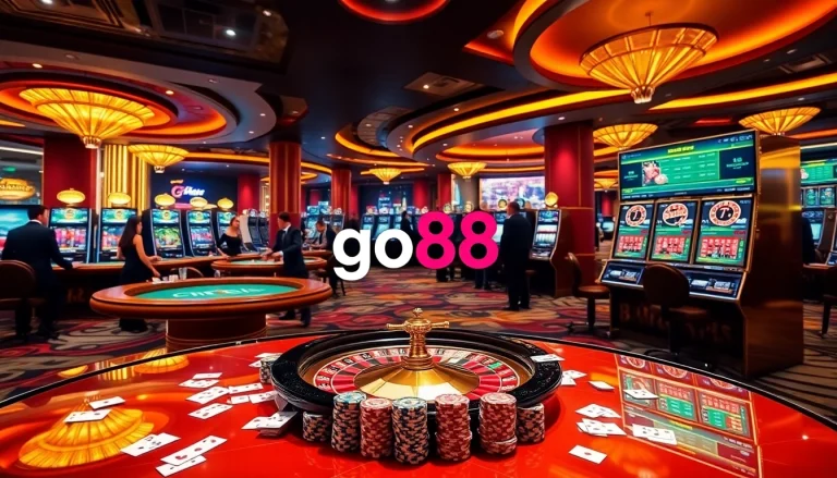 Players enjoying the go88 gaming experience at a luxurious casino table.