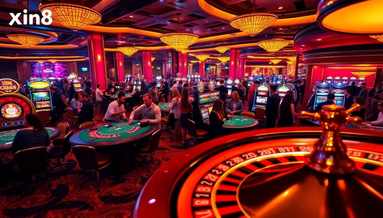 Experience the excitement of casinos with xin88 gaming, featuring roulette, poker tables, and vibrant slot machines.