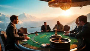 Engage in a thrilling poker game at Everest Base Camp-inspired casino setting.
