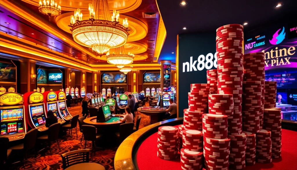 Experience the thrill of nk88 as players engage in a vibrant casino atmosphere with games and excitement.