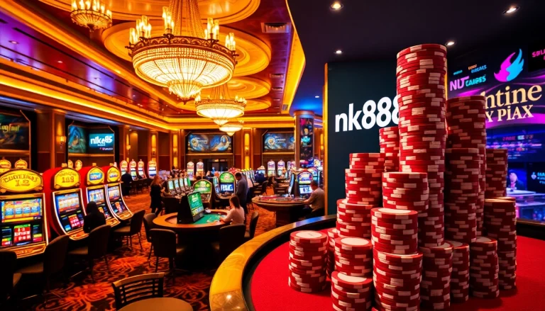 Experience the thrill of nk88 as players engage in a vibrant casino atmosphere with games and excitement.
