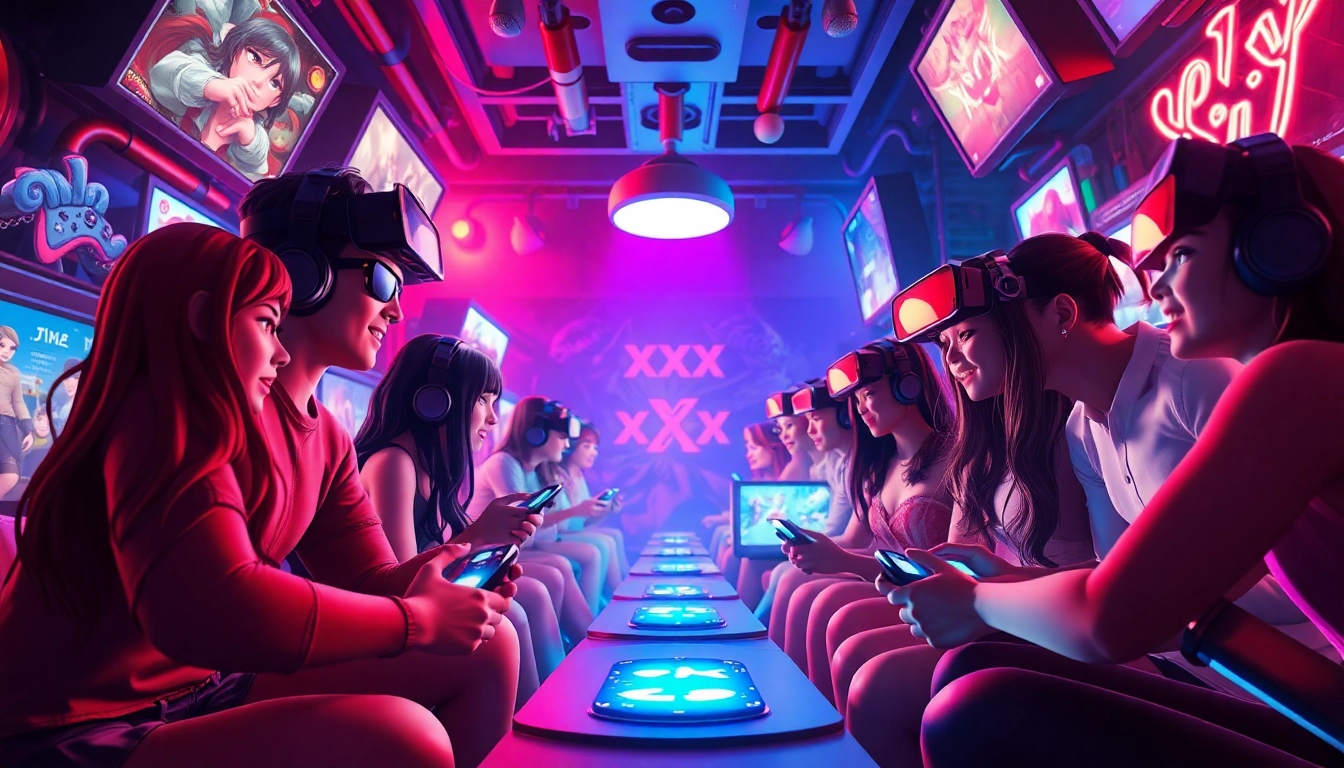 Engaging scene showcasing diverse characters in an interactive XXX game setting, full of adventure and excitement.