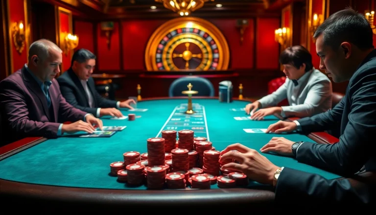 Experience the thrill of winning at win55 online casino with players celebrating their jackpot on a luxury poker table.