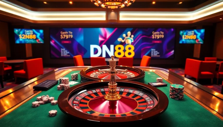 Experience the thrill of online gambling at trang chủ dn88 with vibrant casino elements.