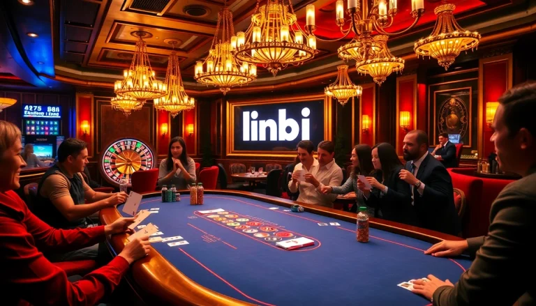 Link 88i displayed prominently in an exciting casino scene with players at a poker table.
