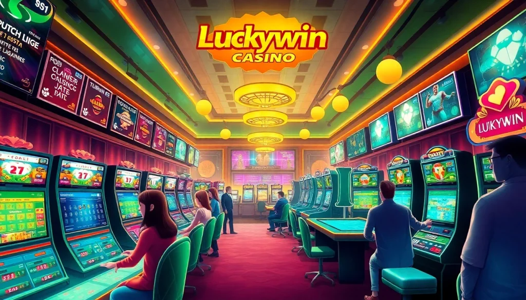 Luckywin online casino atmosphere showcasing engaging gaming experiences and vibrant promotional elements.