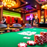 Experience thrilling gameplay at 98WIN with a luxurious poker table and slots.