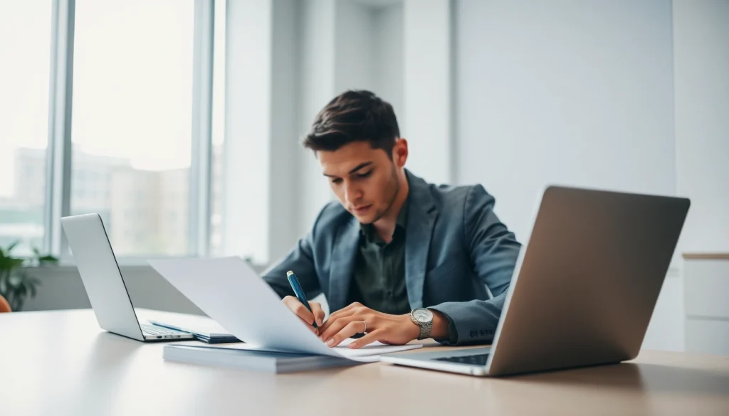 Complete the eta uk application form efficiently at a well-organized desk with a laptop.