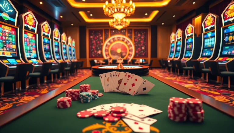 uu88 casino scene showcasing vibrant poker chips and an elegant roulette wheel for thrilling gameplay.