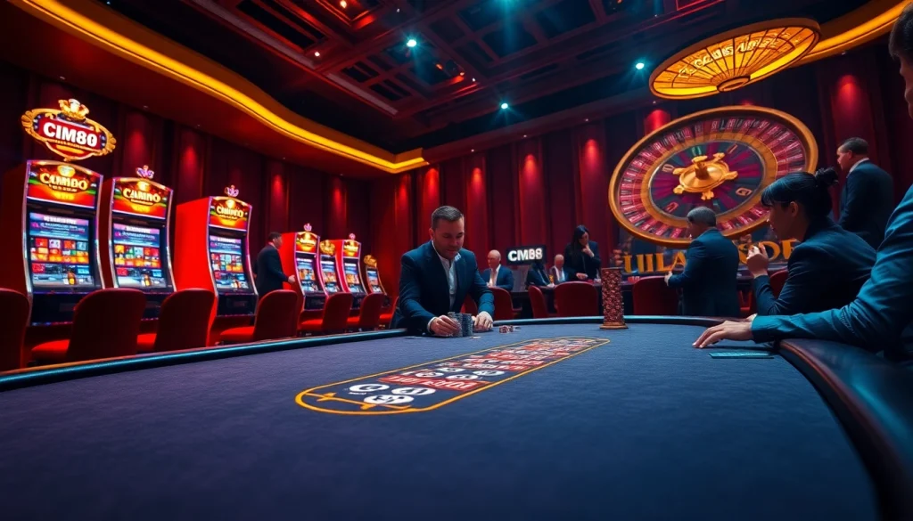 Experience the thrill of gambling at CM88's luxurious casino with vibrant tables and exciting slot machines.