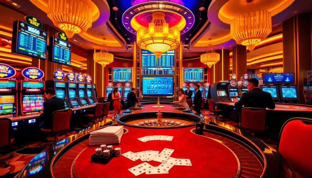 Experience the thrill of MB66 casino with vibrant gaming tables and online interfaces.